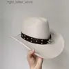 Wide Brim Hats Bucket Hats New Cowboy Hat Men's Gentlemen's Women's Jazz Cowboy Hat with Leather Wide Brim Cloche Church Sombrero Hombre Hat YQ231215