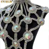Andere Modeaccessoires CUIER Super glamouröse, vollständig bedeckte Brust, riesige Halskette, rotes Glas, Edelstein-Bo-Ketten, Damen-Accessoires, Drag QueenL231215