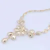 Italian Gold Color Crystal Flower Jewelry Set Necklace Earrings Ring Bracelet Bridal Wedding Gifts