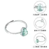 Pierścienie klastra S925 Srebrny Inkrustowany Naturalny A Jade Blue Water Gourd Pierścień Jadeite Mash