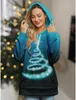 Felpe con cappuccio da donna Pullover Felpa con cappuccio moda Stampa 3D Alberi di Natale Top Autunno Casual Manica lunga Streetwear Con cappuccio per ragazze