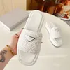 Thick Bottom Sandals Women Slippers Luxury Triangle Logo Sandals Slipper On Gold Buckle Slip On White Black Brown Pool Lady Woven Outdoor Platform Casual Sandals