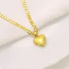 Womens Lines Heart Pendant Italian Figaro Link Chain Necklace 18k Solid Yellow Gold GF 24 3 mm282M