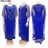 Ethnic Clothing Fake Two pieces African Dresses for Women Traditional Nigerian Mesh Diamond Caftan Dress Abaya Musuman Robe Womens Wear 231214