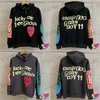 남자의 후드 땀 셔츠 3d 퍼프 프린트 럭키 나 유령 까마귀 2023 남자 여자 아이 cudi hoody kids see ghost weatshirts feel ye pullovers t231215