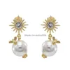 Dangle Chandelier 925 Sier Stud Earrings Elegant Gold With Imitation Pearl And Cute Bee Drop For Woman Delivery Jewelry Dhawj