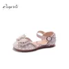 Scarpe basse Ragazze Mezze sandali Bambini Strass Fiocco Scarpe da principessa Bambino con suola morbida Scarpe basse per bambini Taglia 23-35 Bambino 231215