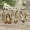 Decorative Objects Figurines Christ Birth of Jesus Ornament Nativity Scene Figurines Set Delicate Standing Resin Statue Decoration for Home Church Office 231214