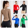 LU-1827 Large size long sleeve sports top female elastic tight network red fitness clothing training running fast drying clothes yoga clothing coat