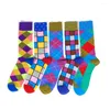 Men's Socks Men Cotton Fashion Color Pattern Happy Unisex Novelty Fun Dress Women