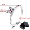 Wedding Rings Smyoue Real 1-2CT Princess Cut Ring for Women Sparkling Gemstone Engagement Wedding Ring S925 Silver Plated Pt950 GRA 231214