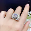 Bagues de cluster 5ct Moissanite Bague pour hommes 925 Argent Belle FireColor Diamond Substitut Mariage de luxe pour les couples