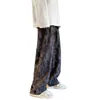 Męskie spodnie męskie spodnie sznurowe luz swobodny dres dresowy dla kobiet w stylu vintage w trudnej sytuacji drukowane proste spodnie mody 231214