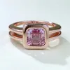 Klusterringar 9k 14k guld set naturlig rosa grön turmalin ädelsten fingerband ring lyxiga fina smycken topas granat safir silver