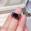 Cluster Rings Vintage 925 Silver Black Sapphire Man Ring 2ct 7mm 9mm Natural Jewelry 3 Layers 18K Gold Plating For