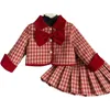 Ensembles de vêtements Filles Princesse Vêtements Manteaux d'hiver Jupe Épais Chaud Enfants Costumes Costumes En Peluche T-shirt Bébé Tenues Ensemble 231214