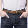 Andere Modeaccessoires 33 cm Männer Hohe Qualität Echtes Leder Gürtel Luxus Designer Gürtel Kupfer Schnalle Strap Männlich Jeans Für Mann Cowboy 231214