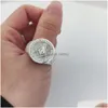 Fedi nuziali Fedi nuziali Incisione personalizzata 17 mm Anello tondo con sigillo Personalizza Incisione Lettere Moda Uomo Gioielli in rame Goccia D Dh68V