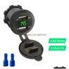 Bil cigarettändare 4.2a laddare Dual USB Socket Power Plug 12V 24V LED Voltmeter Moto Splitter Adapter Drop Delivery Mobiles Moto Dhozx