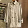 Casaco feminino longo trench coat shorttrench coat luxo primavera outono terno de comprimento médio estilo britânico casaco bege jaqueta tp jaqueta casual com cinto