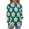 Hoodies femininos ditsy floral casual flores brancas estético hoodie feminino manga longa rua moda gráfico solto oversized topo