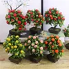 Decoraciones navideñas TXMON Plantas artificiales Bonsai Naranja Melocotón Árbol frutal en maceta para la decoración de la sala de estar del hogar Conjunto de flores Tienda el Decoración de fiesta 231215