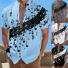 Chemises décontractées pour hommes Hawaiian Court Hommes Chemise à col montant numérique Impression 3D Manches à poitrine Vacances Single Holiday Blouse Beach Top