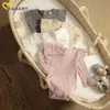 Rompers MA Baby 0-24m Spring Fall Nowonarodzone dziewczynki Romper Niemowlę Kościelskie kombinezon Miękki długi rękaw stały kolor odzieży 231114