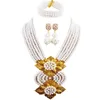 Necklace Earrings Set Gold Plated Crystal Beaded African Nigerian Beads Jewelry