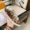 Designer FRONTROW Sneakers Men Women Calfskin Shoe Leopard Leather Flat Trainers High Quality White Lace-up Fashion Printing Runner Casual Shoes Big size