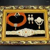 Sunspicems – ensemble de collier et boucles d'oreilles couleur or, pour mariée marocaine, robe arabe, Caftan, ceinture de taille, ras du cou, broche