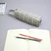 カワイイキャンバスペンシルケース高容量グリッドペンメイクアップバッグの生徒ギフト学用韓国文房具卸売k1