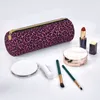 Sacs à cosmétiques Funky Leopard Imprimer Trousse à crayons ronde Rose Taches noires Papeterie Filles Garçons Boîte en cuir Mode Zipper Pen Pouch