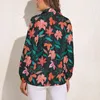 Women's Blouses Tropical Floral Print Blouse Long Sleeve Flame Flowers Kawaii Female Street Wear Oversized Shirt Custom Clothes Gift