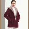 女性の毛皮のオーバーコートパーカ2023プラスベルベット肥大ヤード厚いコートフード付きコート綿パッドジャケットを克服する