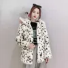 Pele feminina 2023 leopardo falso teddy jaquetas blazers trench coats roupas mangas compridas parkas pesado para baixo inverno elegante topo q27