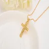 Mannen 24 k Solid Gold GF Cross Kettingen Hele Kruisbeeld Hanger Vrouwen Sieraden Mode Jezus Decoratie Dress176m