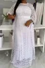 Ethnische Kleidung Afrika Afrikanische Hochzeit Party Kleider für Frauen Frühling Sommer Elegante 3/4 Ärmel Weiße Spitze Plus Größe Maxi Kleid Kleider