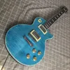 Consegna gratuita, chitarra elettrica di alta qualità, top in acero fiammato tigre, tastiera in palissandro per chitarra elettrica blu