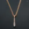 Colares de pingente FJ Irregular Long Ladies Femme 585 Rose Gold Color Cubic Zircon Chains Jóias