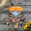 Kadın Mayo 2023 Yeni Seksi Bikini Kadınlar Baskı Brezilya Bikini Set Yuarı Sırtsız Mayo Yüzme Giyim Biquini Dot Biquini Kadın T231215