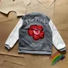 Mäns jackor Vandythepink Woolen King Flower Patchwork Handduk Baseball Jersey Coat Jacket Kvinnor Män Tunga tygkläder T231215