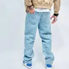 Männer Jeans 2023 Einfache Männer Stilvolle Hip Hop Ripped Patch Lose Hosen Streetwear Männliche Beiläufige Gerade Denim Hosen