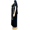 Abbigliamento etnico Donna Abaya Dubai Sciarpa musulmana ricamata Abito Hijab Caftano Marocain Arabo Kimono islamico Abito africano Dashiki Caftano