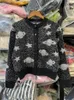 Maglieria da donna Giacca maglione jacquard nero 2023 Autunno e inverno Modello pianeta Dettagli filo di metallo Felpa Cardigan lavorato a maglia