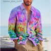 Men's Polos 2023 New Fashion Men's Shirt Button Lapel Shirt Casual Designer Flower Print Long Sleeve Tops Men's Clothing Cardigan S-6XL Q231215