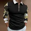 Polos pour hommes 2022 Polo à manches longues décontracté à fermeture éclair Polo africain Tribal Print Street Casual Printemps / Automne Top Chemise imprimée en 3D pour hommes S-3XL Q231215