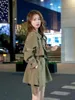 Women's Trench Coats HIGH STREET Fashion 2023 Army Green Jacket Casual Double Breasted Coat With Belt Basic Outerwear XC090