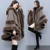 Blends Women 'Winter 2023 Kobiety moda Faux Rex Rabbit Fur Capes Szal Long Knit Poncho Coats Owilowanie Pashmina Cloak Cape Mujer Casacos 231214