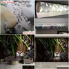 Sfondi Personalizzati 3D P O Carta da parati Tigre Poster Pittura murale Soggiorno Ingresso Camera da letto Sfondo Arte Animale Murale Erin Homefavor Dha5N